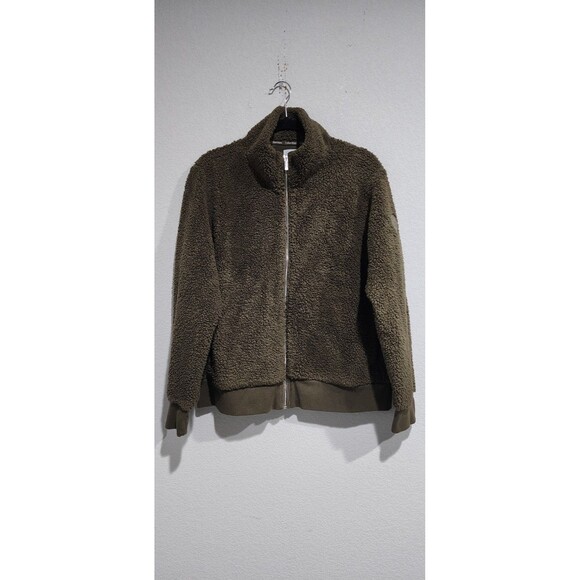 Calvin Klein Woman's Olive Green Fleece Jacket w/ Pockets Size XL Full Zip - Picture 2 of 12